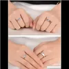 Rings Jewelry Drop Delivery 2021 Lovers Couple Ring Channel Setting Zircon Brass Meterial Imitation Rhodium Plated For Woman Man Opening Adju