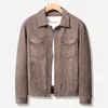 Mcikkny Men Suede Leather Jackets Vintage Cargo Outwear Coats For Male Clothing Spring Autumn Men's