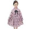 Robe de fille Dot Pattern S Party Kids Big Bow pour enfants Printemps Automne Costume 6 8 10 12 14 210528