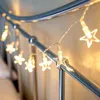 太陽LEDのきらめき星はカーテンライトパーティーの装飾クリスマスライト屋外装飾カラフルなLEDストリングライト211104