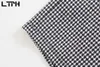 الأزياء الكورية houndstooth السراويل النساء عالية الخصر قيعان فضفاضة أزرار خمر منقوشة السراويل القصيرة الربيع الصيف 210427