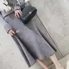 Saias Big Hem A-Line Cintura Alta Malha Saia Mulheres Elegante 2022 Fringe Sólida Elastic Streetwear Bottom