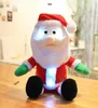 35 cm zingende lichtgevende Santa Claus cartoon pluche speelgoed pop kinderen kerstkinderen cadeau (batterij niet inbegrepen)