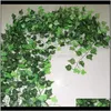 Ghirlande decorative 1 Pz 24 M Casa Foglia artificiale Ghirlanda Piante Vite Fogliame finto Fiori Creeper Green Ivy Wreath Garden Decor Rex8P Qksaf