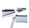 Sublimering Blank Kreditkorthållare Förvaringspåsar Värmeöverföring Skriv ut Neoprenväska med lanyard Wristlet Wallets handväskor sn2672