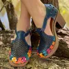 Sandalias de GladiaDor Para Mujer Zapatos Sexys TACN CuAdrado Ahuecado Con Punta Abierta Y Hebilla El Tobillo Fiesta Y0721