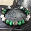 Naturliga grå Map Stone Strands Pave Charms Armband för män smycken Green Tiger Eye Buddha Gift Valentine039S Day Holiday6645055