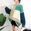 H.SA Sueter Mujer Invierno Oneck Patchwork Malha Jumpers Oversized Coreano Jeans Camisola Robe Pull Casaco Feminino 210417