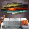 Quadro su Tela Moderno 5 Pezzi Oceano Paesaggio Marino Cielo Nuvole Colorate Poster Paesaggio Naturale Immagine da Parete per Arredamento Camera da Letto