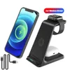 Support de chargeur sans fil 3 en 1 pour iPhone 12Mini 11 XS X 15W Chargeurs à induction à charge rapide adaptés à Apple Watch 6 SE 5 4 AirPods Pro Samsung Xiaomi téléphone portable