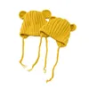 Bérets dessin animé oreille cache-oreilles chapeau chaud tricoté enfants fille garçon automne hiver Bonnet couleur unie Protection enfants casquette bonnets unisexe