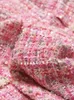 Runway Fashion Pink Cape Tweed Płaszcz Office Lady Vintage Midi Bat-Sleeve Cloak Jakcet Jesień Zima Damska Odzież Odzież 210608