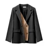 Printemps automne bureau dame noir Blazer femmes col cranté à manches longues costumes grande taille décontracté femme 210510