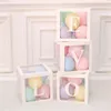 Alfabet Namn Transparent Förpackning Box Bröllop Ballong Baby Shower Boy Girl 1st Birthday Party Decor Kids Latex Gift Y0622