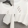 chic Large size summer button women sweater short sleeve o neck loose casual kint Oversized female pullover jumper T-shirt 210604