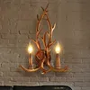 wall lamp Wooden feeling resin decorative candle light deer horn retro white LED tree branch hallway decor