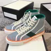 1977 High Top Sneaker Italy Green Red Stripe Luxurys Shoes 77 Brodery Print Canvas Ace Vintage Designer Sneakers Tennis Casual Shoe