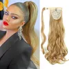 Synthetic Wigs XINRAN Wrap Around On Hair Piece Long Wave Clip In Pony Tail Pure Color Real Natural 22inches Ponytail