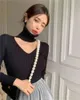 3Colors Spring Autumn korean style Slim knitted tops v neck long Sleeve t-shirt Womens Casual Tees shirt femme (R99520) 210423