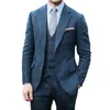 Grey Men's Winter Retro Groom Wear Wedding Suit Business Suit Party Suit Herringbone Pattern Tweed 3Pieces HCGHF
