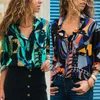 Boho Print Femmes Blouse à manches longues Madies Tops Casual Office Shirt Reprod Down Collar tunique mousseline Blusas Blous