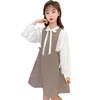 Vêtements Pour Filles Blouse + Robe 2PCS Vêtements Printemps Automne Ensembles Style Décontracté Enfants École 210527