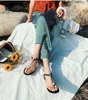 2020 Ny Pearl Clip Toe Sandal för kvinnor Sommar tjock häl med läder Middle Heel Web Celebrity Hot Style Roman Sandal