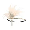 Stirnbänder Haarschmuck Vintage Fascinator mit Feder für Frauen Elegante Strass Party Stirnband Perlenbänder Drop Lieferung 2021 Vlmjn