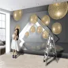 3D-aangepaste druk interieur decoratie behang metalen bol uitgebreide ruimte moderne eenvoudige bedekken slaapkamer tv achtergrond muurstickers