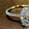 Bruiloft sprankelende luxe sieraden real 925 sterling zilver grote ovale gesneden wit topaz cz diamant edelstenen eeuwigheid vrouwen band ring cadeau C3