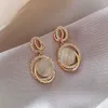 Korean Drop Dangle Earrings For Women Crystal Moon Hollow Earrings Female Wedding Party Jewelry Gift