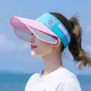 Ny stil Sun Virsors Sport Print Sun Hattar för Kvinnor Wide Brim Beach Hat UV Protection Kvinna Keps