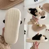 Milk Cow Fluffy Fur Slippers Femmes hivernales Ferme fermé la peluche pantoufles Bunny kawaii plate mignon animal chien glisse chaussures 220111