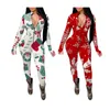 Kobiety Jumpsuits Rompers Xmas Scossuit piżama dla dorosłych kobiety śpiące paliama seksowne mejr bodysuit świąteczne drukowane lad233s