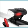 Fietsen Sports Outdoors Fietsverlichting Fiets Voor Achterlicht USB Oplaadbare Koplamp Auto MTB Glans Biking Aessoires Drop levering 2021