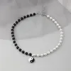 Halsketten Für Frauen Flut Hiphop Persönlichkeit Und Weiße Perle Anhänger Yin Yang Tai Chi Bagua Halskette Kette Chokers6969861