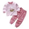 Ensembles de vêtements 100% coton 6M-4T bébé filles pyjama tenue à manches longues fille ensemble pour enfants vêtements de nuit rose enfant en bas âge automne vêtements 2021