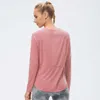 Women039s autumn winter yoga outfits tops clothes loose and thin running sports long sleeve Tshirt fast drying breathable trai9595239