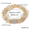 Hip Hop 15mm bijoux en or lourd chaîne de bordure glacée boîte boucle cuivre 5A + CZ 14K véritable bracelet de chaîne de placage en or pour hommes cadeaux X0509