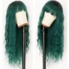 Зеленый синтетический парик с челкой, косплей Perruques, имитация человеческих волос, повязка на голову, парики, волна, Pelucas, 22 дюйма, RXG91678400978
