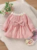 Baby Guipure Lace Applique Flounce Sleeve Bow Front Textured Klänning Hon