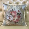European Sofa Cushion Covers Foral Jacquard Waist Pillowcases Red Coffee Pillow Cases Home Luxury Wedding Decoration Cushion/Decorative