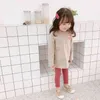 Koreanska stil ankomst baby tjejer ren bomull strängig selvedge randig leggings 1-5 år barn all-match casual pants 210508