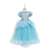 Petites filles Deluxe Cendrillon Costume Puff Sleeve Layered Hallowen Party Robe Enfants Fantaisie Anniversaire PrincDrUp Vêtements X0803