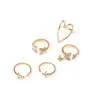 S2121 Модные ювелирные украшения Cross Triangle Love Hollow Butterfly Ring Set 5pcs/Set Knuckle Rings