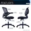 US Stock Commercial Furniture Techni Mobili Mesh Task Office Chair with Flip-Up Arms, Black a35