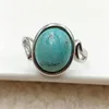 Cluster Rings Genuine Natural Green Turquoise Quartz Adjustable Ring 13x10mm Oval 925 Sterling Silver Bead