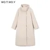 WOTWOY surdimensionné long épaissir vestes d'hiver femmes chaud coton rembourré Parkas femme taille large manteaux droits pardessus 211216