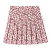 Saias rosa estampa floral feminino Preppy estilo alta cintura estudante de verão plissada saia fofa doce dança escolar mini s-xxl