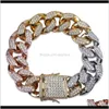 Tennis vol zirkoon sieraden gebikte Cubaanse ketting 14 mm man Plating Three Color Gold Bracelet 3nmqy 9vyqh